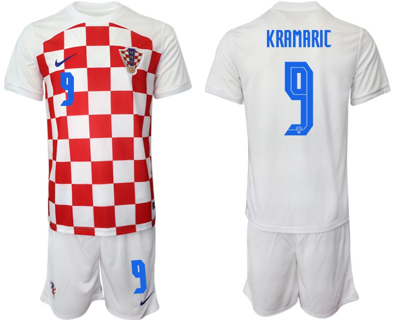 Men 2022 World Cup National Team Croatia home white 9 Soccer Jersey